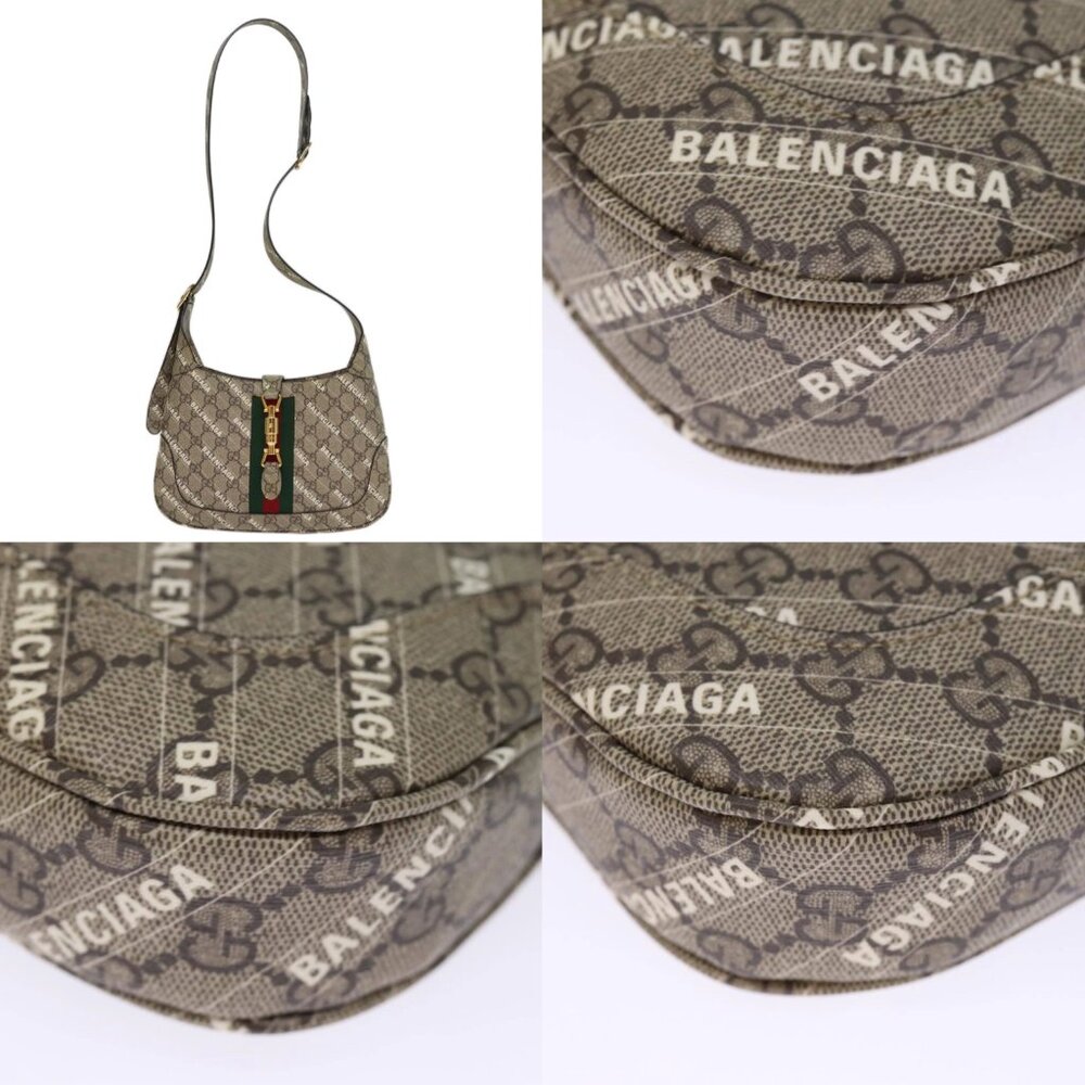 GUCCI GG Supreme Web Sherry Line Jackie Bag BALENCIAGA Beige 636706 Auth 749... - Picture 14 of 15